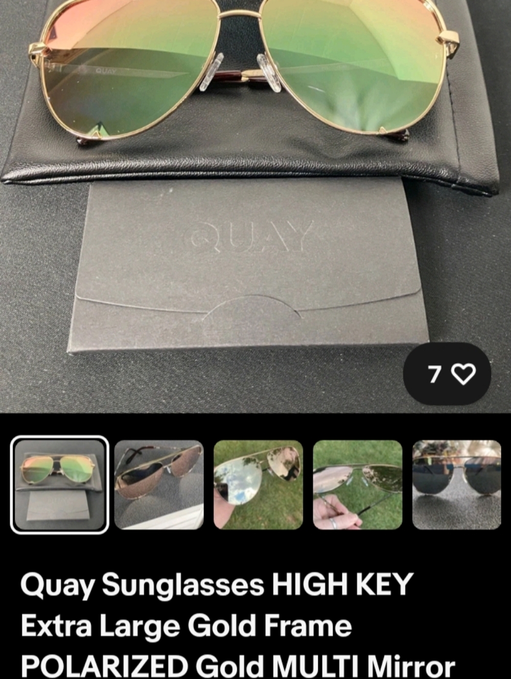 Quay High Key Aviator Sunglasses - Gold Frame with Green/Gold Mirror # VIVIENNE